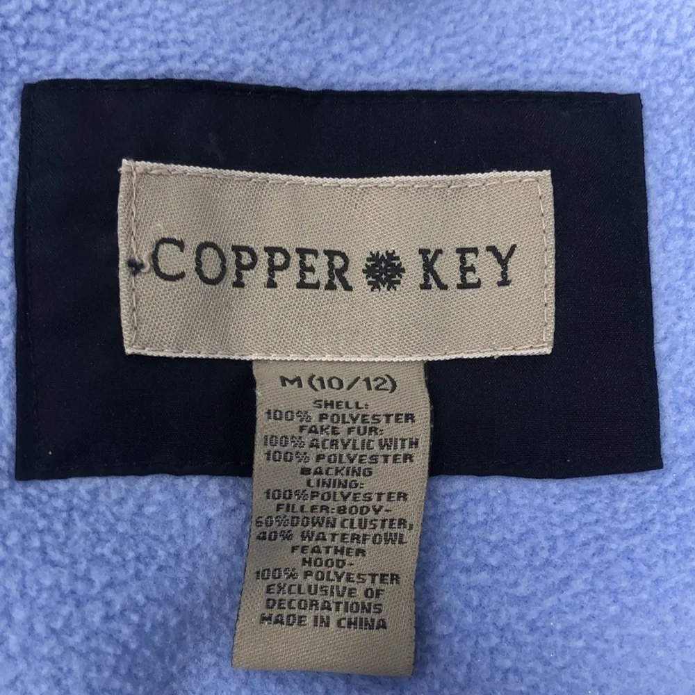 Copper Key Puffer Jacket Girls Size M(10/12) Navy Blue Ski/Winter Coat